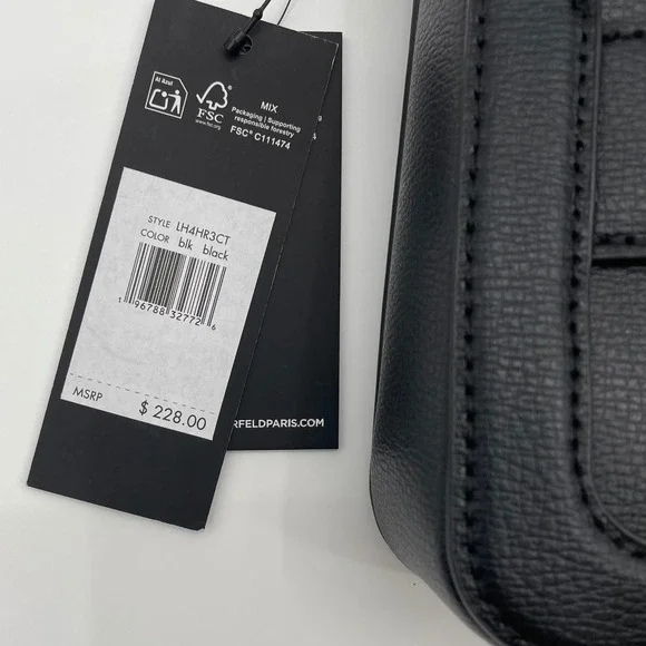 NWT Karl Lagerfeld Paris Black Leather Shoulder Bag MSRP $228 Style LH4HR3 Y2K - Picture 3 of 13